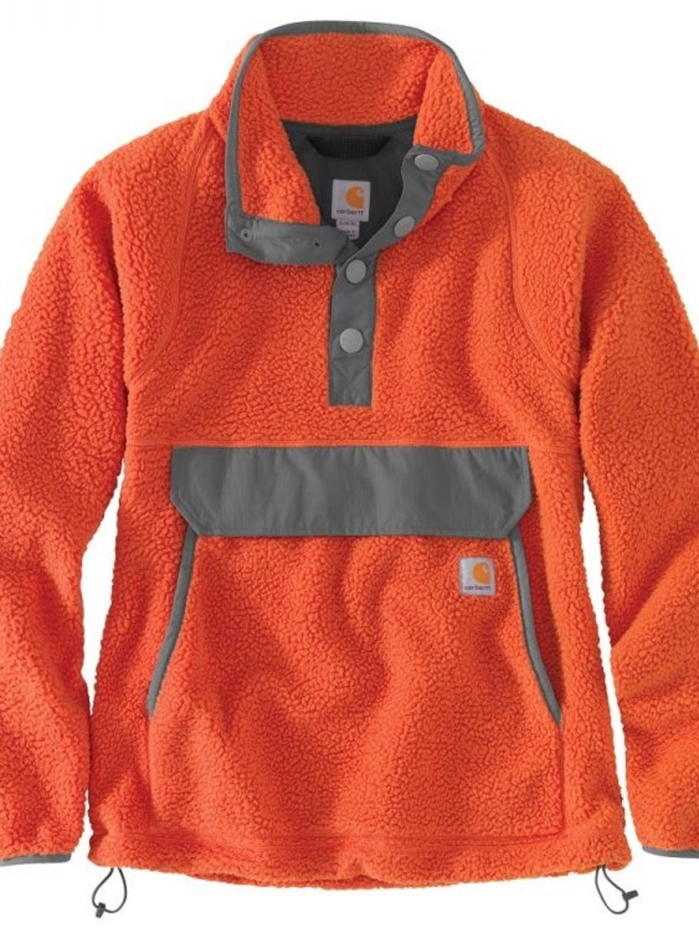 Carhartt Orange Sherpa Snap Pullover with Gray Trim